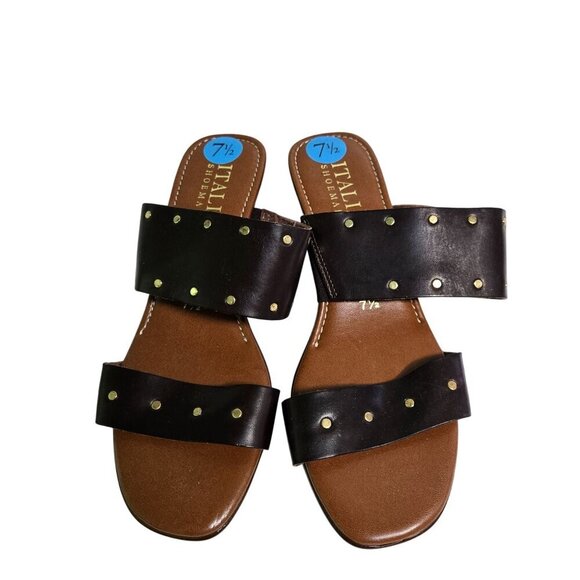 Italian Shoemakers NWOT Studded Leather Slip On Sandals Size 7.5 - Picture 3 of 8